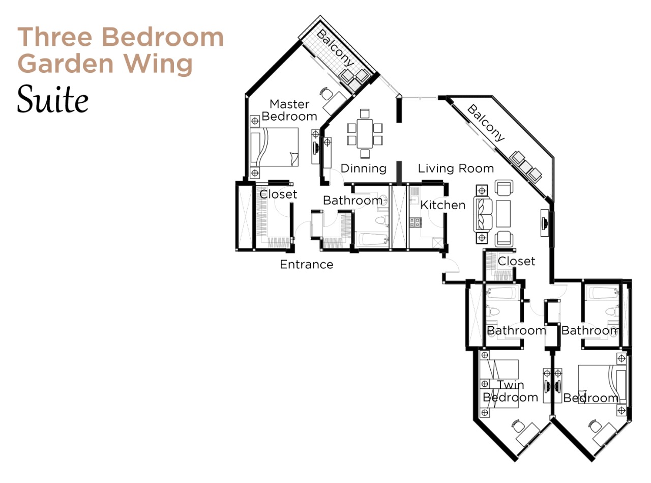 Layout Garden Wing Suite Three Bedroom